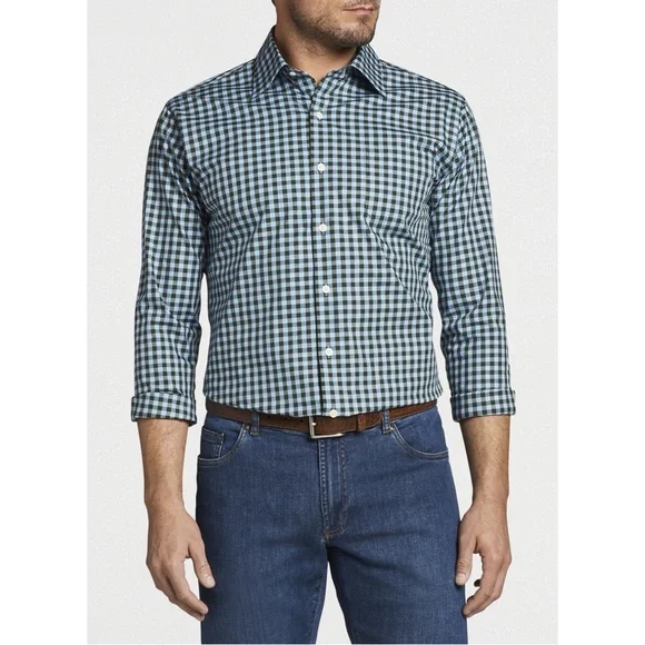 Peter Millar Crown Soft Cotton Silk Sport Shirt in Blue, Size M, New w/Tag $148 - Picture 1 of 9